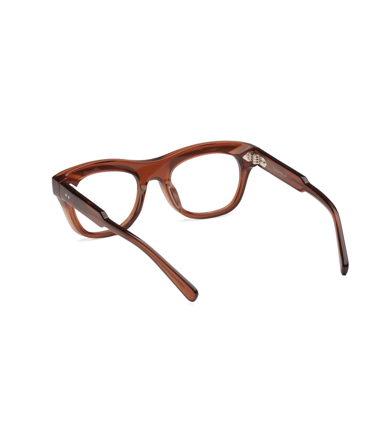 Brown eyeglasses on a white background