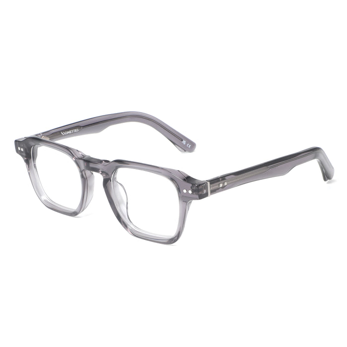 grey acetate eyeglasses on a white background