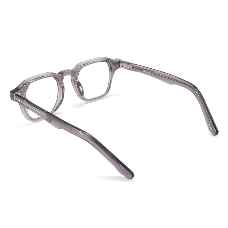 Gray acetate eyeglasses on a white background