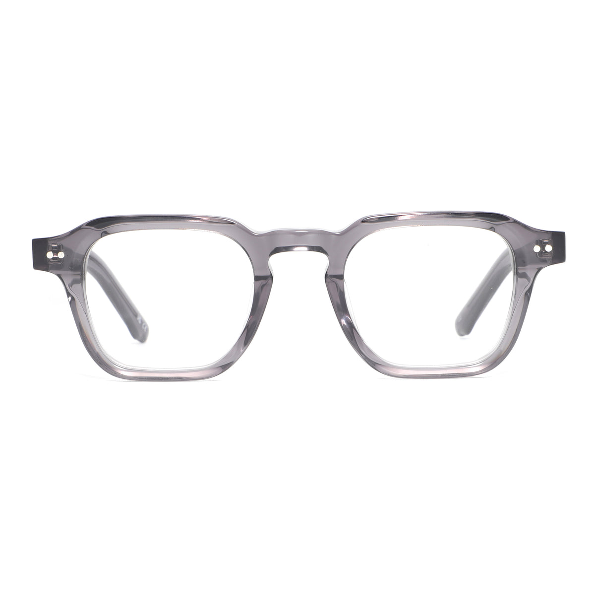 Clear eyeglasses on a white background