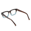 Brown and blue gradient eyeglasses on a white background