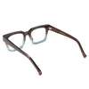 Brown eyeglasses with a clear bridge on a white background
