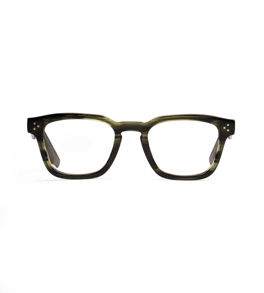 Pair of eyeglasses with a tortoiseshell frame on a white background